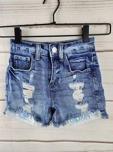 Justice Sequin Distressed Shorts Girls 7 - Picture 1 of 4