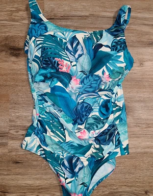 Traje de baño de una pieza Anita talla 34D acanalado drapeado ligeramente acolchado floral Foto 1 de 4