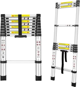Telescoping Ladders, (8.5Ft/2.6M) EN131 Standards Aluminum Extension Ladder, Ext - Picture 1 of 6