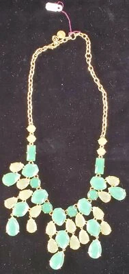 Stella and Dot Linden Bib Green Stone Statement Necklace - Image 1 of 4