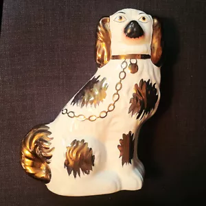 STAFFORDSHIRE DOG by Repro in England King Charles Spaniel 11" tall Lustre Ware - Bild 1 von 10