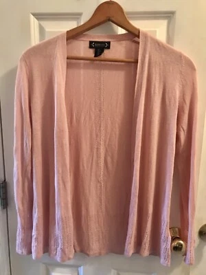 Suéter Cárdigan Nanette Lepore Para Mujer S Rosa Polvoriento Mezcla de Lino Frente Abierto Foto 1 de 4