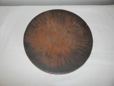 ANCIENNE Coupe à Fruits CUIVRE Martelé ALLEMAGNE Décor OISEAU Signé Kunstgewerbe - Photo 1/4