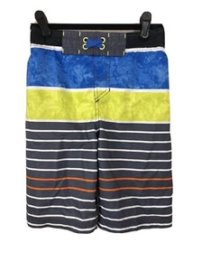 Cat & Jack Boys Size M Gray Yellow Blue Stripe Swim Shorts Trunks - Picture 1 of 11