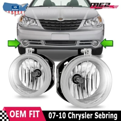 Fog Lights For 2007-09 Chrysler Sebring Factory Bumper Replacement Clear Lens - Image 1 of 4