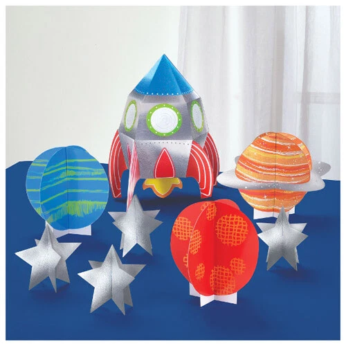 HAPPY BIRTHDAY Blast Off DELUXE TABLE DECORATING KIT (8pc) ~ Party Supplies - Image 1 of 1