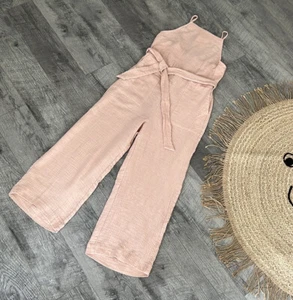 Zara Baumwolle Nude Rose Sommer Cropped Jumpsuit Gr. Small - Bild 1 von 12