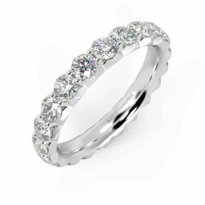 1.00 CT D/SI Natural Round Diamond Full Eternity Ring In Platinum For Women - Picture 1 of 9