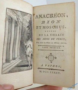 Anacreon Bion Y Almizcle Vigil Las Fiestas de Venus 2/2 A Paphos 1785 - Picture 1 of 12
