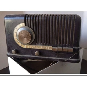 1941 Silvertone "Candy Cane" 3351 Tube AM Brown Radio - Picture 1 of 10