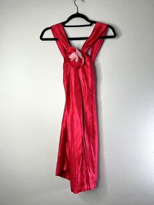 Vestido Alexia Admor Rosa Brillante Halter Sin Mangas Cambio Bolsillos Roseta Pequeño Foto 1 de 4