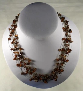 Collar ámbar báltico 20" marrón para mujer piedra natural piedras preciosas genuinas 201a - Imagen 1 de 5