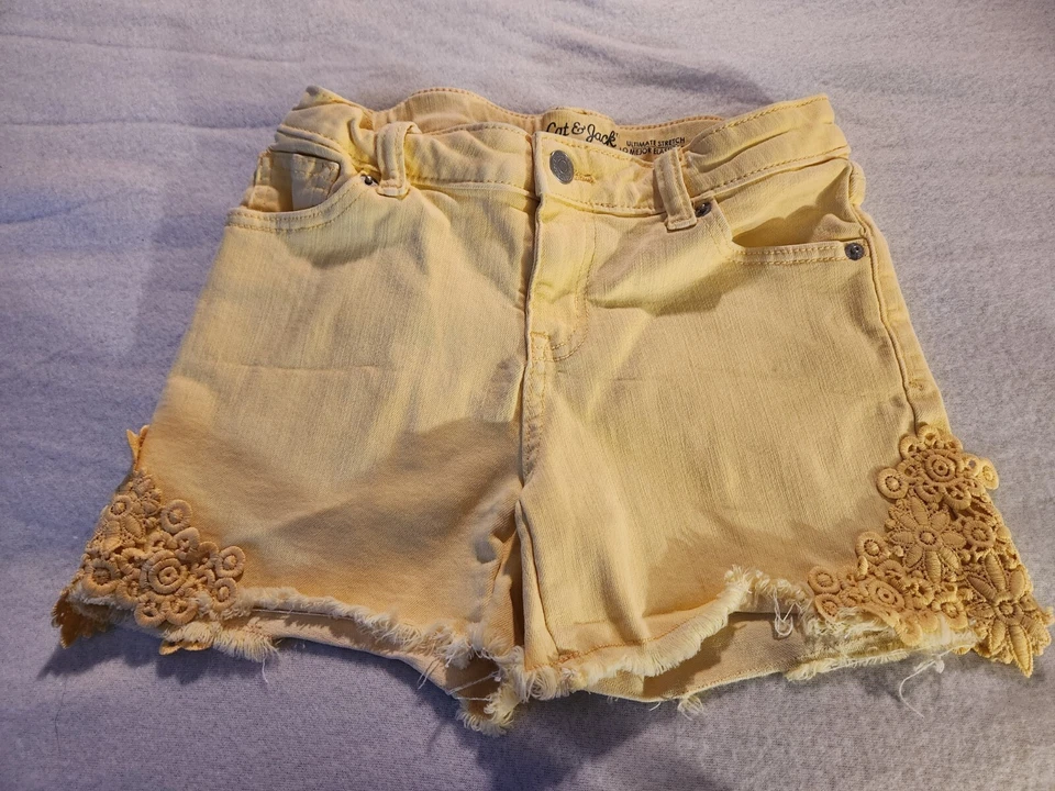 Cat & Jack Girl's Size 10/12 Ultimate Stretch Yellow Frayed Embellished Shorts - Image 1 of 4