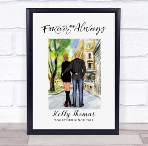 Sunny City Street Romantic Gift For Him or Her Personalised Couple Print - Picture 1 of 6
