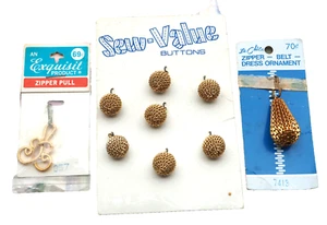 zipper belt dress ornament,zipper pull & gold ball buttons Sew-value - Picture 1 of 6
