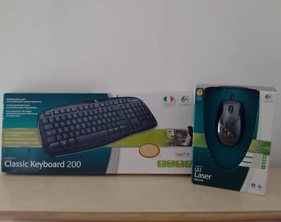 Tastiera e mouse Logitech USB LS1 Laser (grape acid) Classic Keyboard 200 (ITA) - Immagine 1 di 4