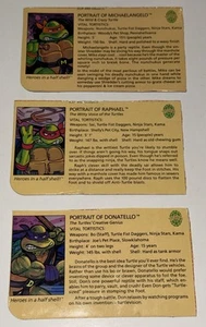 3 Teenage Mutant Ninja Turtles TMNT Vintage Cut Out Insert Cards Donatello 1988! - Picture 1 of 1
