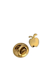 Vintage Tiny Shiny Gold Tone Apple Tie Tac/Lapel Pin - Picture 1 of 6