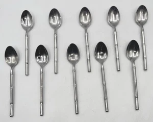 Lot of 10 Stanley Roberts TIBURON Bamboo Teaspoons 6 5/8" Stainless Japan - Picture 1 of 5