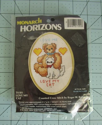 Monarch Horizons cross stitch kit TA101 "Love My Cat" with frame - Image 1 of 2