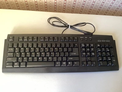 Vtg Computer Keyboard Wired PS/2  Black KB-118 - Image 1 of 4