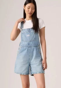 Women's Levi's Light Wash Denim Vintage Shortails Overalls Size M - Picture 1 of 6