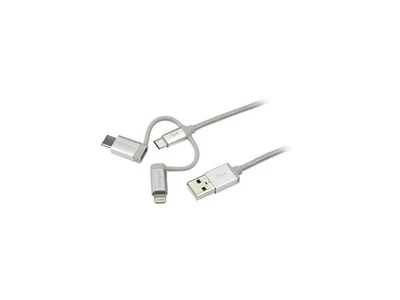StarTech LTCUB1MGR USB Multi Charger Cable - 1m / 3 ft - USB to USB C / Micro - Image 1 of 4