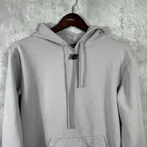 New Balance Hoodie Mens Large Gray Center Logo Pullover Sweater Running - Picture 1 of 8