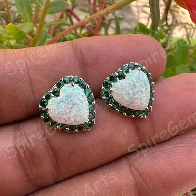 Pendientes de ópalo de fuego natural de 12 quilates piedras preciosas certificadas ganchos de plata maciza 925 Foto 1 de 4