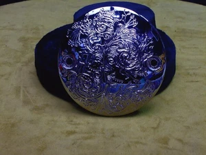 HARLEY DAVIDSON 2 HOLE POINTS COVER CHROME CUSTOM HAND ENGRAVED - Picture 1 of 5