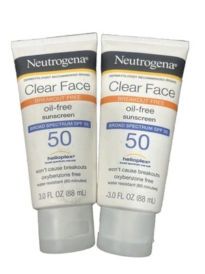 Protector solar sin aceite Neutrogena Clear Face Break-Out FPS 50 (3 fl oz) paquete de 2  Foto 1 de 2