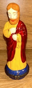 St Joseph Nativity Hinged Trinket Box Porcelain Christmas Pill Treasure Box - Picture 1 of 8
