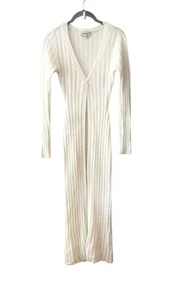 bebe Y2K Cardigan Sweater Angora Maxi Duster Ribbed Snow Ivory Coquette Fairy S - Picture 1 of 7