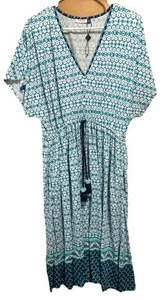 NWOT CABANA LIFE S/m Seascape Tie Waist Midi Dress Boho Swimsuit Coverup Tassle - Picture 1 of 7