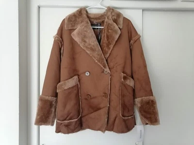 NWT Bernardo Oversized Faux Fur Coat In Cognac Color, Size XS - Image 1 of 4