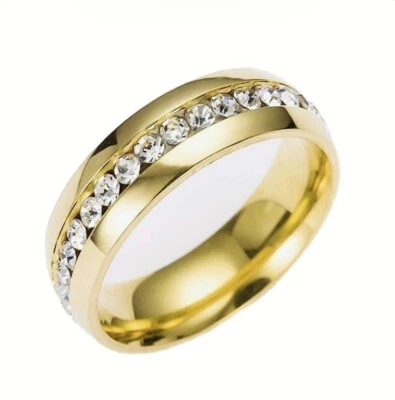 Wedding Band 9ct Yellow Gold Rings Engagements GF Ring For Her Women  - Image 1 of 4