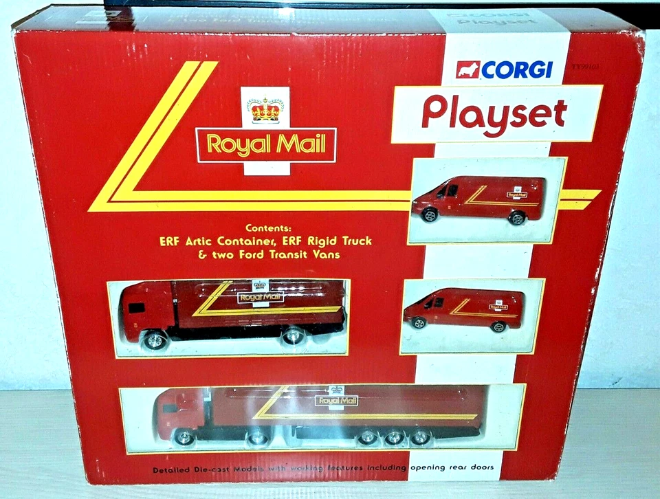 MODELLINI CAMION FURGONI CORGI TY99103 Royal mail 4 VEICOLI PLAYSET NUOVO 1:64 - Immagine 1 di 1