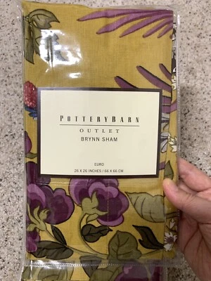 Pottery Barn Pájaro Floral Amarillo Brynn Falsa País Francés Euro 26”x26” Foto 1 de 4