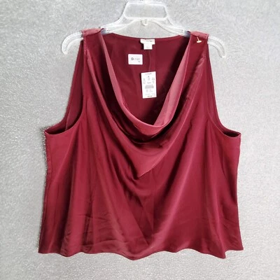 Blusa J Crew Mujer Top 2XL Rojo Volantes Sin Mangas Capucha Cuello Informal LEER Foto 1 de 4