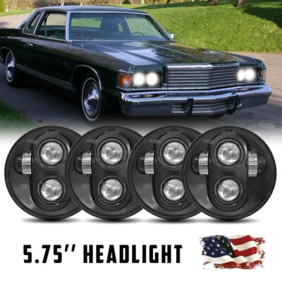 4PCS 5.75inch LED Round Headlight HI/LO Beam for Dodge Royal Monaco 1972-1977 - Image 1 of 4