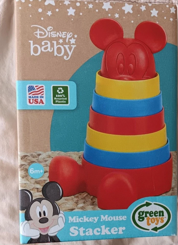 Apilador de bebés juguetes verdes Disney bebé Mickey Mouse BPA PVC libre apto para lavavajillas EE. UU. Foto 1 de 4