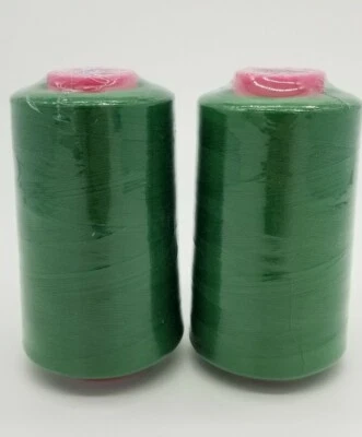 2-Pack Kelly Green 6000 Yards Per Spool Serger Sewing Machine Thread Cones T27  - Image 1 of 4