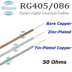 RFcoms RG405 MF405 Semi rigid Cable 0.086" 086 50Ohm 086" Copper tube Cable 1M - Foto 1 di 19