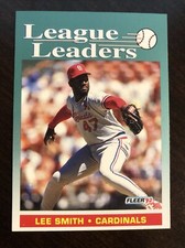 1992 Fleer League Leaders Lee Smith Baseball Card #697 St.Louis Cardinals