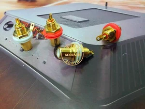 4x Gold Plated RCA female Socket Chassis Connector HIFI CD AMP - Picture 1 of 2