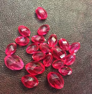 Vintage Electric Pink Twist Multi Faceted Kaleidoscope Oval Lucite Bead Lot - Picture 1 of 6