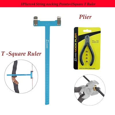Archery Bow Nock Plier Points Strings Nock Tool Set +Adjusable T Square Ruler  - Image 1 of 4