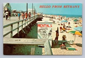 Vintage Bethany Strandschirm Verleih Ständer RPPC Delaware Postkarte ~ 1960er - Bild 1 von 2