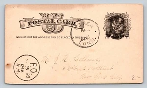 1881 UX7 US Postal Card Lady Liberty 1c FANCY Cork Cancellation Mark 'P.O. NY' - Picture 1 of 4