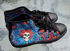 Grateful Dead Skull & Roses Lightweight High Top Sneakers Sz 40 W10 M7 - Picture 1 of 3